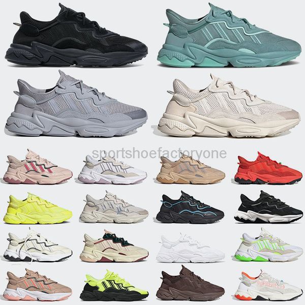 

men women ozweego retro running shoes all black white green red pink grey steel frozen yellow trace cargo sports sneakers mens womens