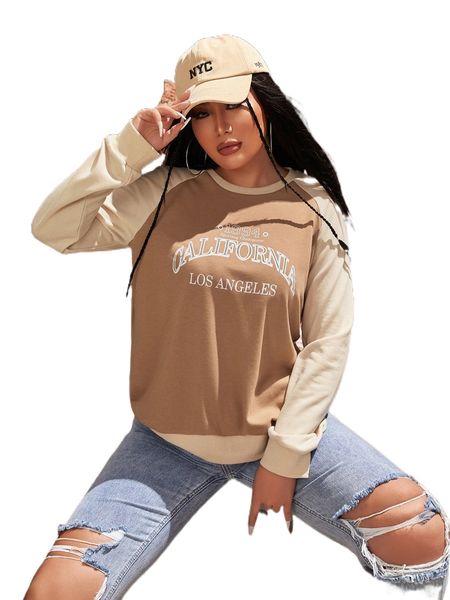 

letter graphic raglan sleeves pullover v4ia#, Black