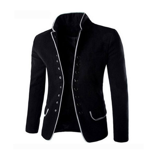 Зима Slim Fit Blazer Мужчины Случайные Черный Шерстяной костюм Blazer Мужской Костюм Стенд Воротник Плюс Размер Мальчики Топы Мужская Мода Вечеринка Blazer 220409