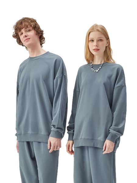 

1pc solid drop shoulder sweatshirt p28z#, Black