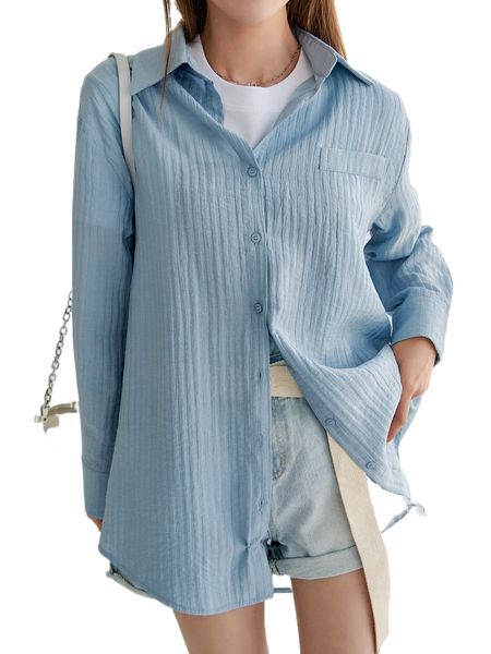 

dazy drop shoulder pocket patched blouse s6yr#, White