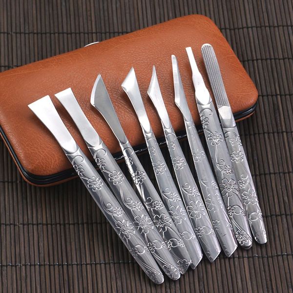 

9pcs set stainless steel toe pedicure knife nail clipper feet scraper tools set dead skin removers remove cuticle 220705