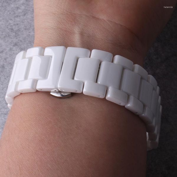 Assista bandas brancas cerâmica pura nunca desaparecendo bandas de vigilância 12mm 14mm 15mm 16mm 17mm 18mm 20mm 22mm Lady Wrist Band Straça polida Hele22