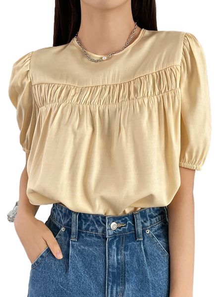 

dazy ruched puff sleeve blouse p9qo#, White