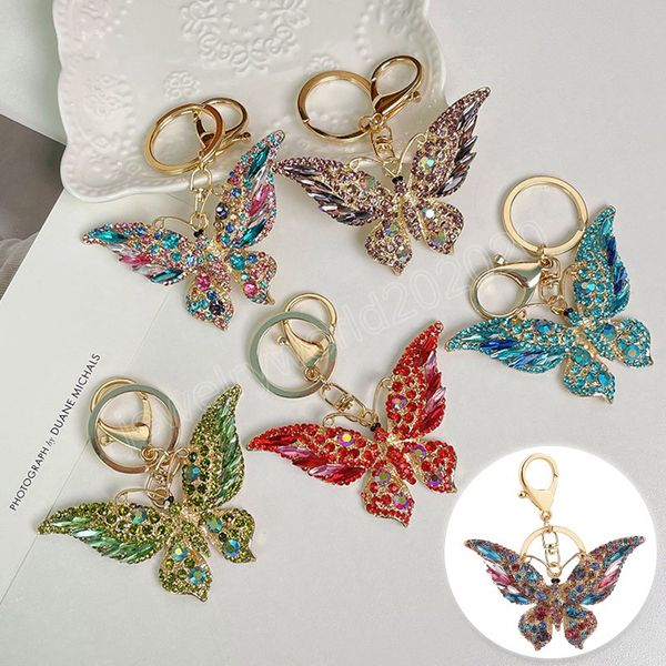 Full Rhinestone Ligy Animal Key Chain For Women Crystal Glittering Butterfly Keychain Bag Acessórios Golden Car Key Ring
