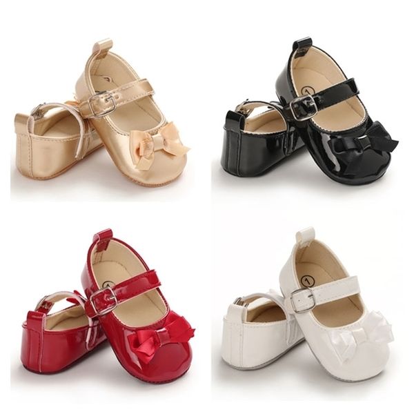 

baby soft leather shoes born baby girls bow princess shoes soft soled non-slip crib shoes 0-18m lj201214