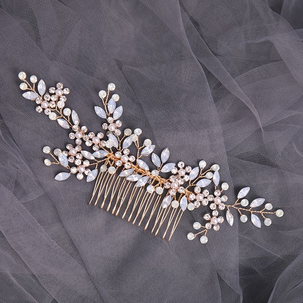 

wedding hair comb combs headdress accessories bridal tiara for girls prom gift crystal 220805, Slivery;golden