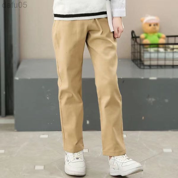 

boys uniform kaki pants elastic waist school kids casual pants for children girl 4 6 8 10 12 14 15 years wear lc512 l220808, Blue