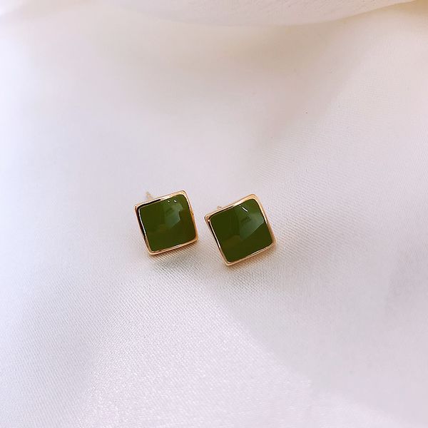 

green stud earrings simple temperament small korean earrings 2022 new trendy women, Golden;silver