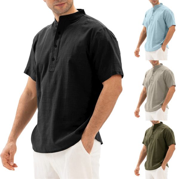 

summer mens shortsleeved tshirt cotton and linen led casual mens tshirt shirt male breathable s3xl sports running 220614, White;black