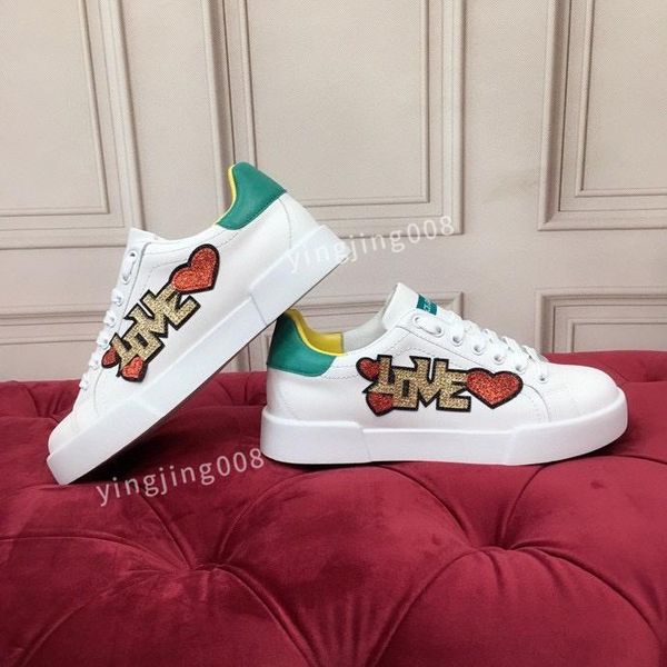 

2022 luxury designer sneakers shoes men women casual fashion white genuine leather flower embroidered flat sports 34-45 ygt, Black