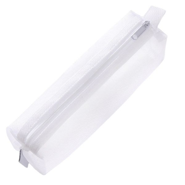 

10pcs stuff sacks student mesh transparent solid long pencil bag mix color