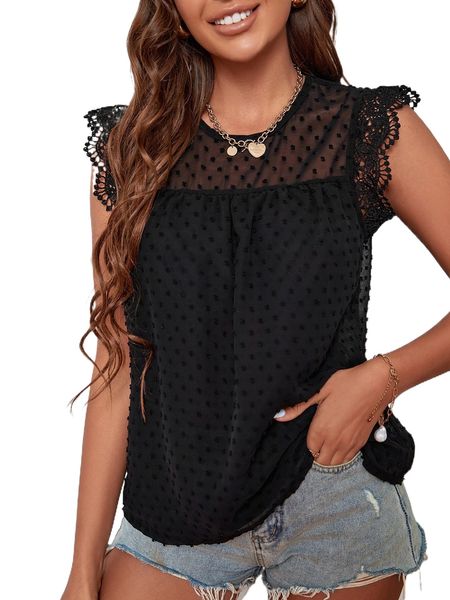 

butterfly sleeve swiss dot o62l#, White