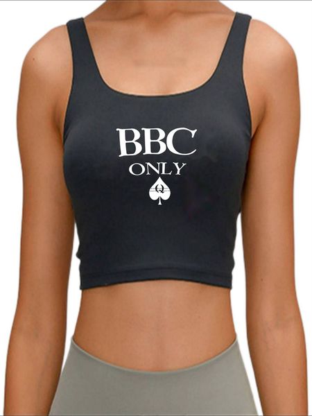 

bbc only tank cetak queen atasan dewasa humor menyenangkan genit harajuku cetak yoga olahraga latihan crop atasan gym 220613, White