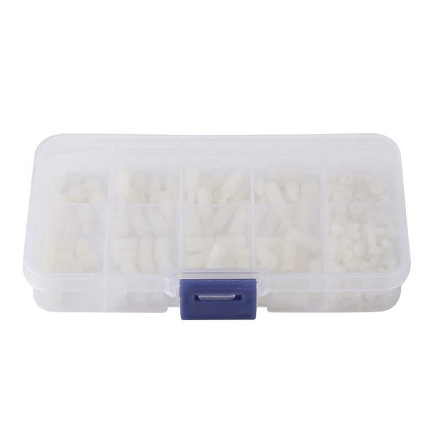 

200pcs m2.5 nylon screw hex screw nut spacer stand-off varied length assortment kit box