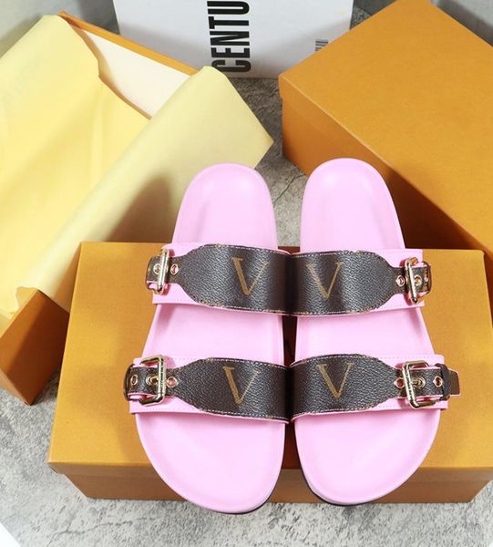 

designer men shoes bom dia flat mule slide sandal women slippers fashion lady leather print rubber sole slipper big size 35-46 no35, Black