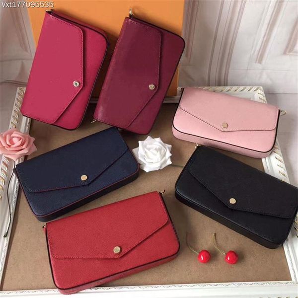 

women evening bags printing flowers 3 set chain bag real leather wallet card crossbody purse shoulder messenger wallets handbag278k