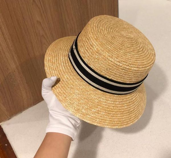 

vintage letters straw hats womens elegant flat bucket hat summer outdoor wide brim sun caps fashion beach cap 4 colors, Blue;gray