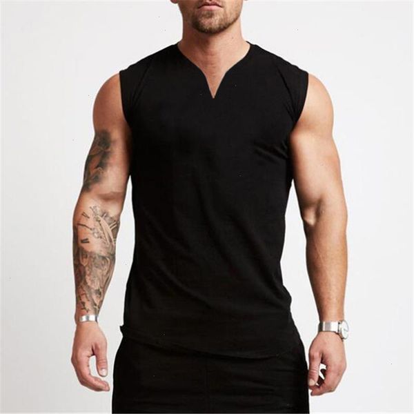 

gym clothing v neck cotton bodybuilding tank mens workout sleeveless shirt fitness sportswear running vests muscle singlets, White;black