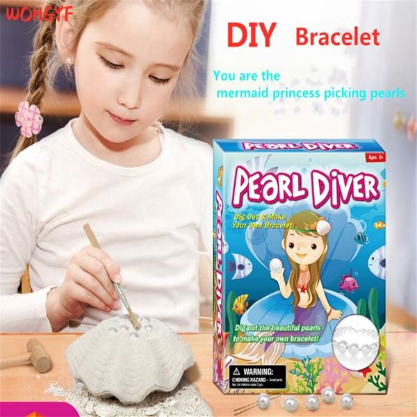 

children's puzzle diy assembly model archaeological dig toy excavation shell pearl bracelet for girl children blind box251c
