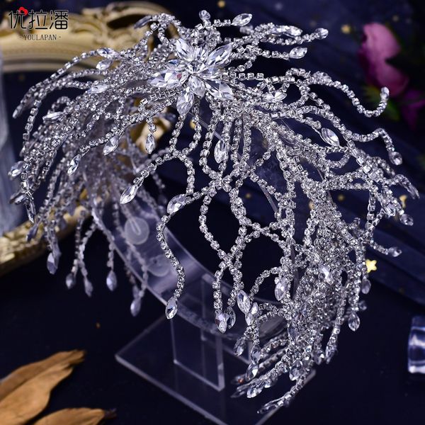 

silver tassel diamond tiara baroque crystal bridal headwear crown rhinestone with wedding jewelry hair accessories bridal crowns headpieces