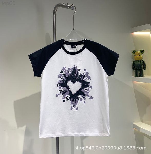 

women's t-shirt designer spring and summer 2022 new cotton regular round neck color painting printing versatile short sleeve t-shirt fr, White