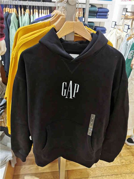 

brand hoodie zhuzhu gap men's reflective carbon soft abrasive fleece sweater 737178 2021 autumn new c39g, Black