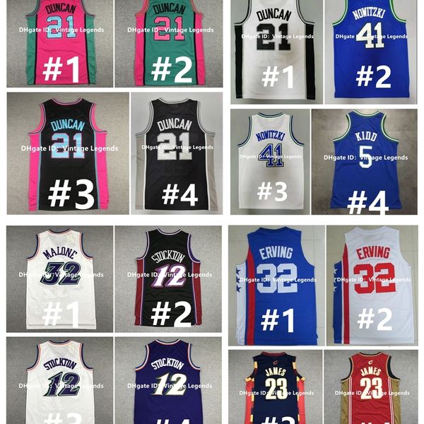 Na85 Jersey de basquete retro John Stockton Karl Malone James Tim Duncan Dirk Nowitzki Jason Kidd Clyde Drexler Hakeem Olajuwon Spud Webb Julius