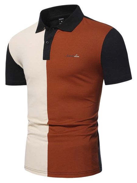 

men letter graphic color block polo shirt j2eq#, White;black