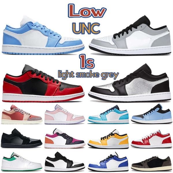 

unc low 1 1s men basketball shoes university blue panda light smoke grey black siren red reverse bred mens sneakers women trainers234c