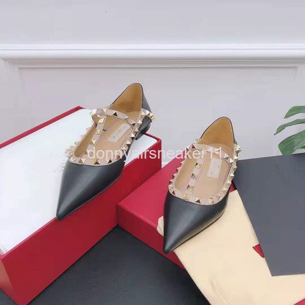 

dress shoes back heel rivet pointed flat sandals for women summer willow nail shallow hollow out women's comt, Black