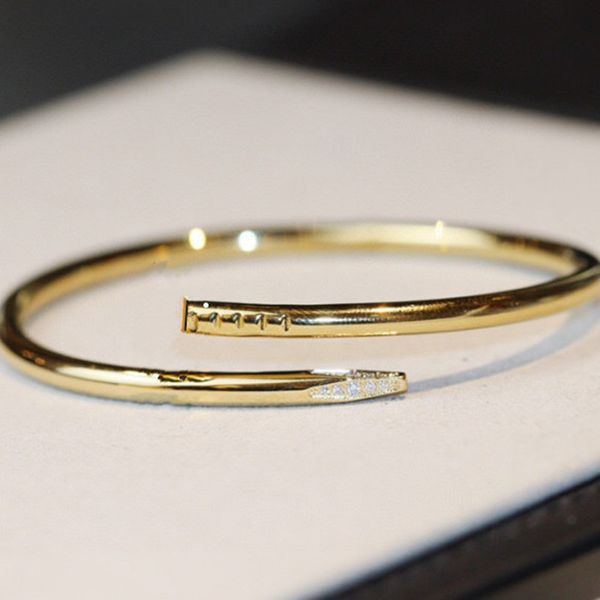 

gold silver titanium steel bangle diamond-studded nail bracelet luxury designer letter c home men and women popular classic birthday gift je, Black