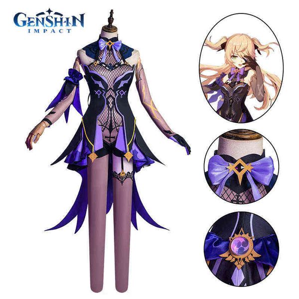Cos fischl figurino anime genshin impacto convincente Imperador Terno Mulheres Cosplay Full Set Rold Role Dress For Girls J220720