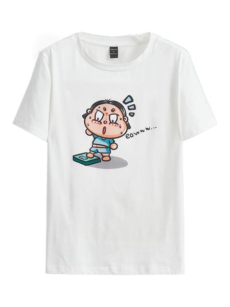 

x rosie cartoon & letter graphic tee z5ie#, White
