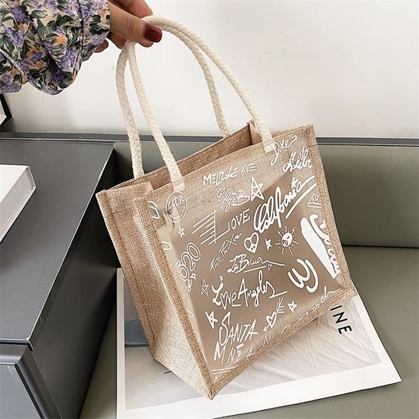 

clear graffiti handbag crystal pvc transparent bag fashion shoulder beach jelly plastic tote trends brand clutch 220722
