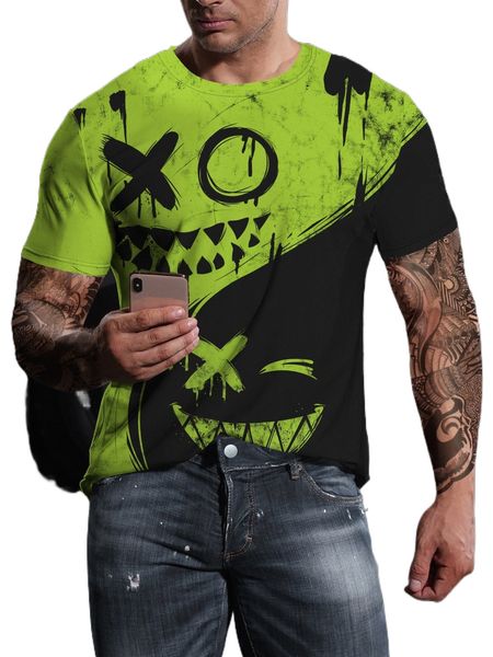 

men cartoon graphic two tone tee d7ve#, White;black