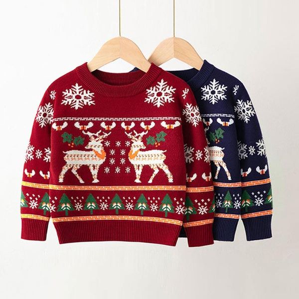 Cardigan roupas de natal meninos meninas suéter caidallover infantil de outono de inverno de fundo para baixo para crianças tricotar roupas de roupas