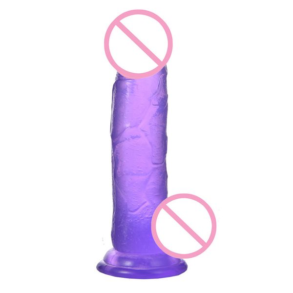 Реалистичный желе дилдо 7,8 дюйма Хрустальный пенис с всасывающей чашкой водонепроницаемой огромный член мастурбация взрослая сексуальная игрушка для женщин