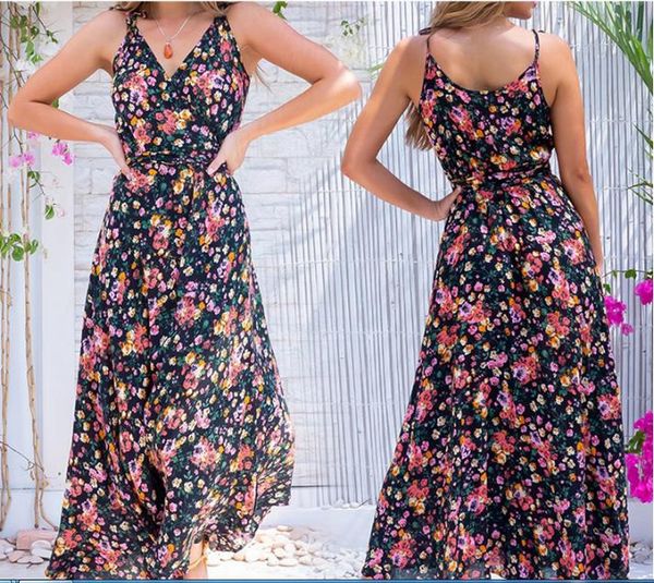 

elegant charming print sleeveless beach party women's line skater dress, Black;gray