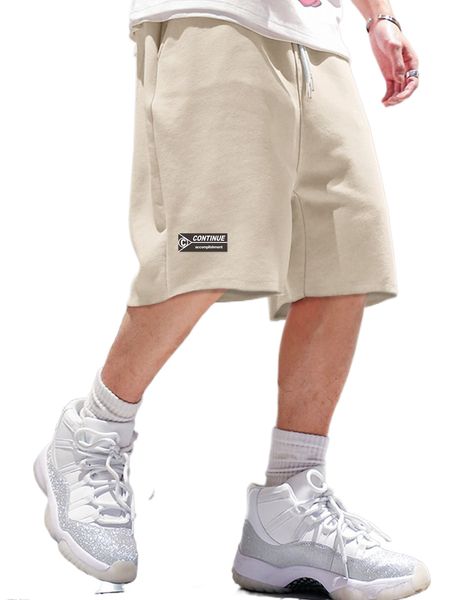 

men patched drawstring waist shorts e5k0#, White;black