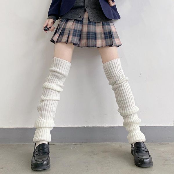 Meias Hosiery 70cm japonês lolita doce aquecedores de malha na capa do pé perna quente mulher slim longa meias de inverno