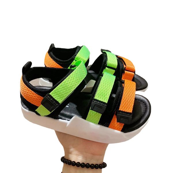 

kids shoes designer sandals boys girls summer casual non-slip 3 colour blocking youth kids beach slippers luxury baby shoe psk029, Black;red
