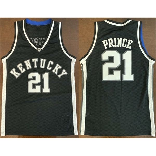 Nikivip UK UK Kentucky Wildcats College Tayshaun Prince #21 White Black Retro Basketball Jersey Men's Stitched Number Name Jerseys