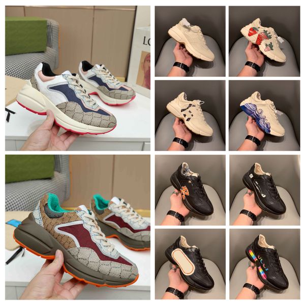 

2024 famous designer g rhyton shoes multicolor men's sneakers classic luxury chaussures women's casual fashion sneakers size 34-46