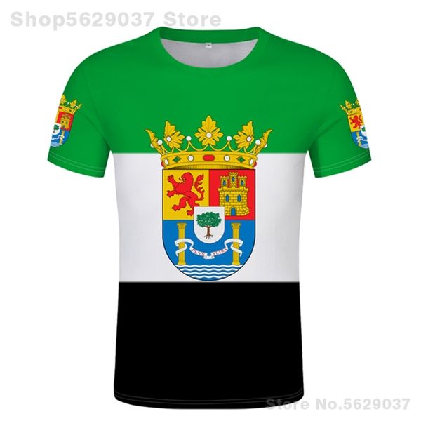 EXTREMADURA camicia su misura gratuita nome numero merida t-shirt stampa bandiera parola plasencia caceres badajoz espana abbigliamento spagnolo 220702