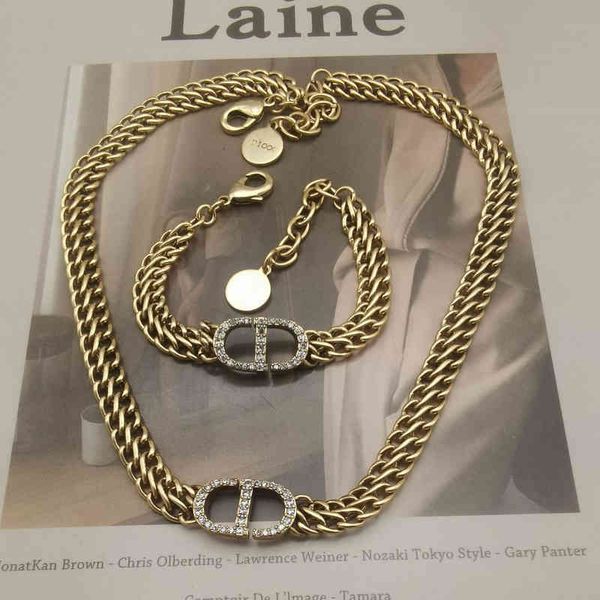 

2022 factory wholesale new di home simple necklace bracelet hip hop trend men's and women's universal sweater chain, Silver