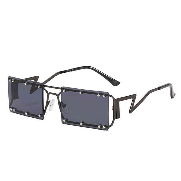 

sunglasses 2022 style square personality net red same glasses multi rivet women, White;black