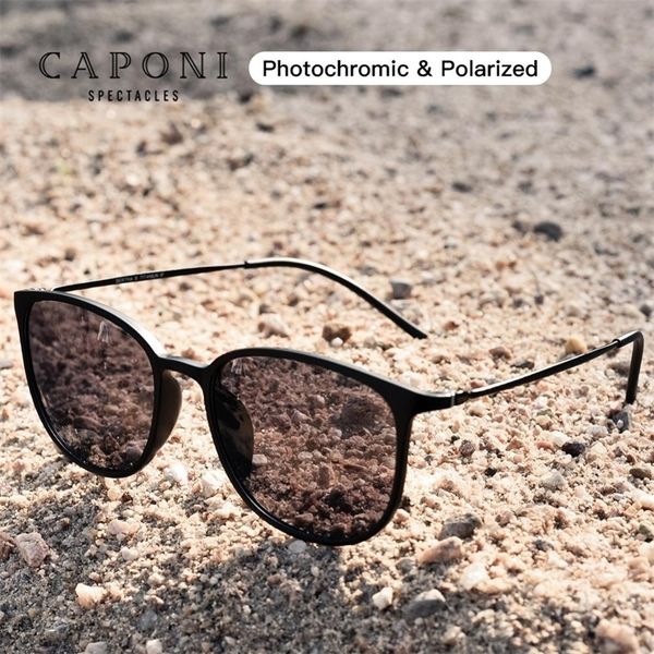 CAPONI Ovale Herren-Sonnenbrille, pochrome, polarisierte Sonnenbrille für Männer, schützt UV-Strahlen, superleichte, kleine Brille, BS520 220531