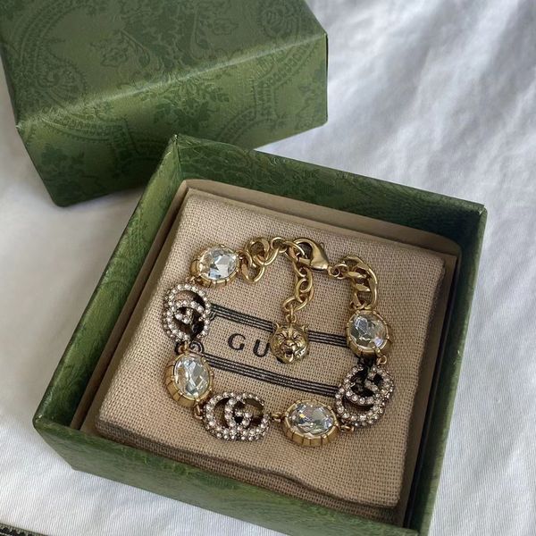 

70% off 2022 new designer jewelryancient letters full double white diamond tiger head and tail buckle bracelet women's used braceletnew, Black