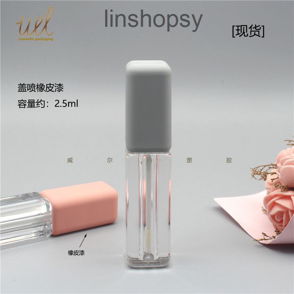 

factory outlet lipstick tube []2.5ml dark grey pink rubber covered transparent bottle concealer lip gloss oil